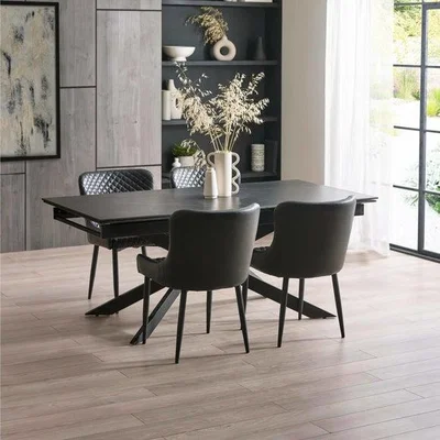 Dunelm Osaka 4-6 Seater Extendable Dining Table, Marble Effect
