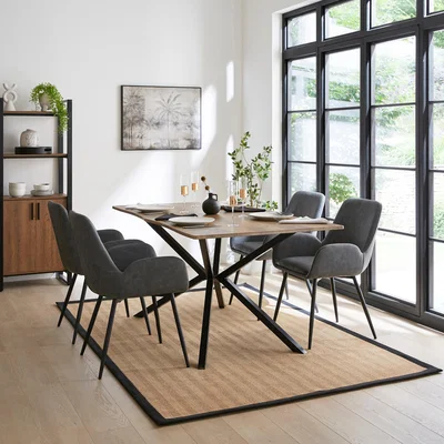Dunelm Zane 6 Seater Dining Table Rustic Oak Effect