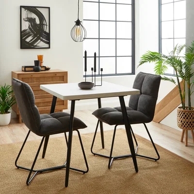 Dunelm Zuri Concrete Effect Square Dining Table Grey