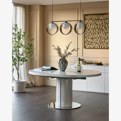 Danetti Curva White Gloss Round Extending 4 To 6 Seater Dining Table