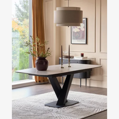 Danetti Carter natural ceramic 6-8 seater extending dining table