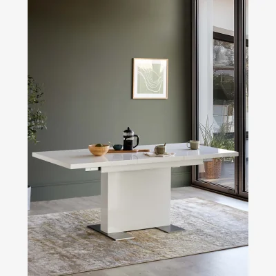 Danetti Sanza white gloss extending 6 to 10 seater dining table