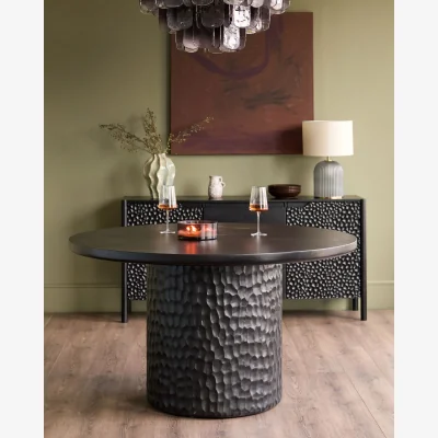 Danetti Knox black wood 6 seater round dining table