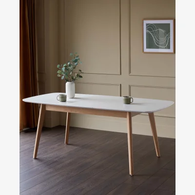Danetti Aver White And Oak Extending 6 To 8 Seater Dining Table