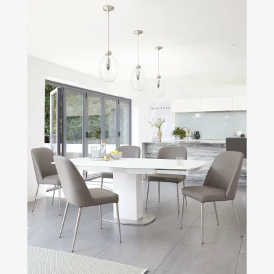 Danetti Camillo White Frosted Glass Extending 6 to 8 Seater Dining Table