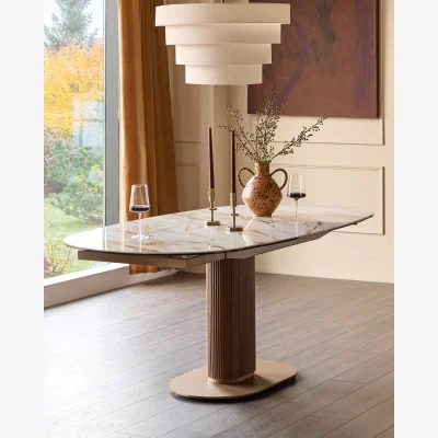 Danetti Vidal natural ceramic 4-6 seater extending dining table