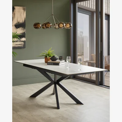 Danetti Hayden white ceramic extending 8 to 10 seater dining table