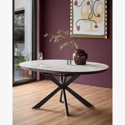 Danetti Hayden white round ceramic extending 4 to 6 dining table