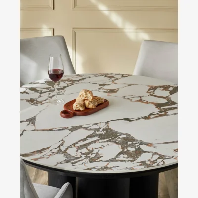 Danetti Lena white calacatta ceramic 4 seater dining table