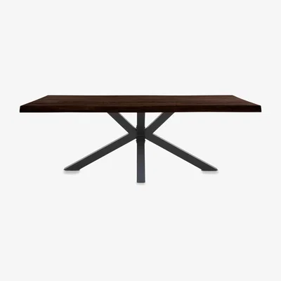 Furniture Village Bodahl - Njord Raw Edge Dining Table with Metal Star Base - 240-cm - Smoked