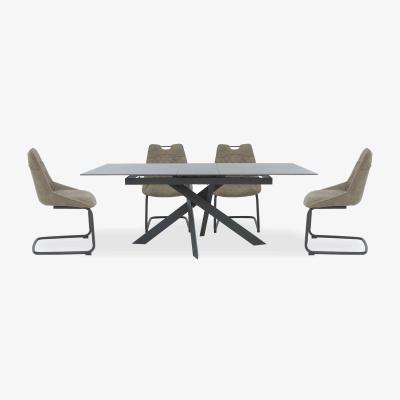 Furniture Village Warrior Grey Extending Dining Table with 4 Cantilever Chairs - Grey
