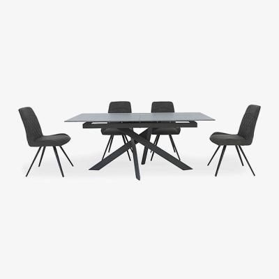 Furniture Village Warrior Grey Extending Dining Table with 4 Standard Chairs - Grey