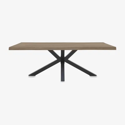 Furniture Village Bodahl - Njord Raw Edge Dining Table with Metal Star Base - 260-cm - Vintage Grey