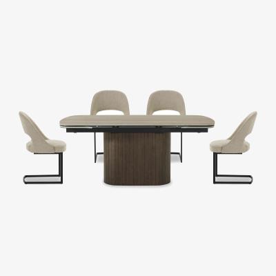 Furniture Village Tiber Draw Leaf Extending Dining Table with 4 Cantilever Chairs - 180-cm