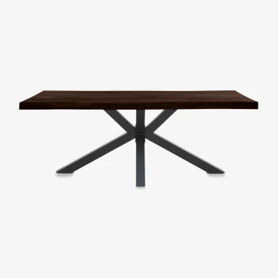 Furniture Village Bodahl - Njord Raw Edge Compact Dining Table with Metal Star Base - 160-cm - Smoked