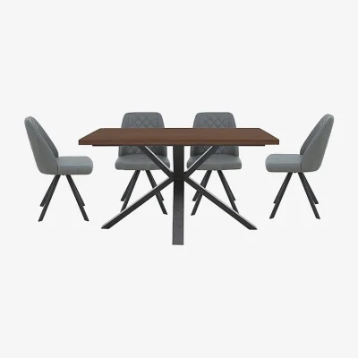 Furniture Village Mars Compact Dining Table with 4 Faux Leather Swivel Chairs - Grey