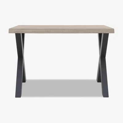 Furniture Village Bodahl - Compact Terra Raw Edge Bar Table with X-Shaped Legs - 140-cm - White Wash