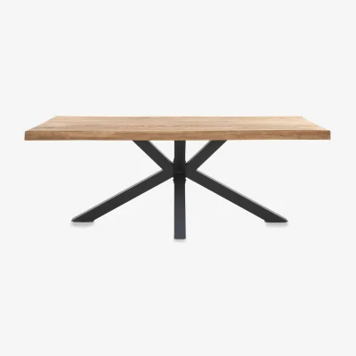 Furniture Village Bodahl - Njord Raw Edge Compact Dining Table with Metal Star Base - 160-cm - Bianca