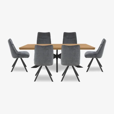 Furniture Village Bodahl - Athena Soft Edge Dining Table with 6 Swivel Chairs - 220-cm