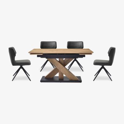Furniture Village Aydin Small Extending Dining Table with 4 Swivel Chairs - Dark Grey