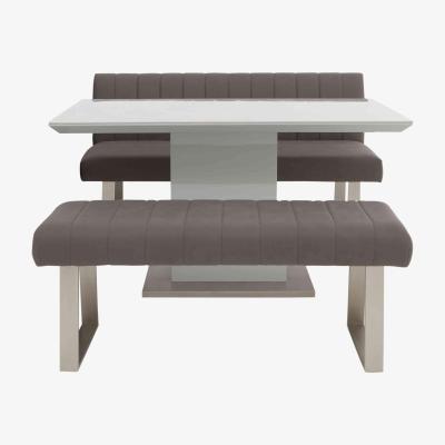 Furniture Village Grigio Fixed Dining Table, High Back Bench and Small Standard Bench Set