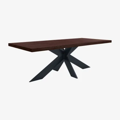 Furniture Village Bodahl - Terra Straight Edge Dining Table with Star Base - 220-cm - Smoked