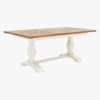 Furniture Village Pattern Extending Parquet Dining Table - Cream - By Furniture Village