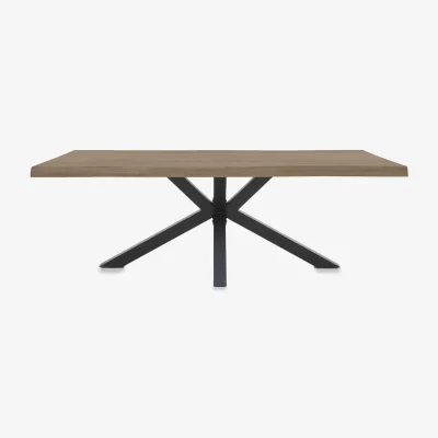 Furniture Village Bodahl - Njord Raw Edge Dining Table with Metal Star Base - 280-cm - Vintage Grey