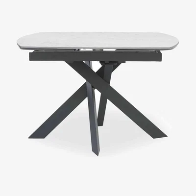 Furniture Village Warrior Crystal White Swivel Extending Dining Table