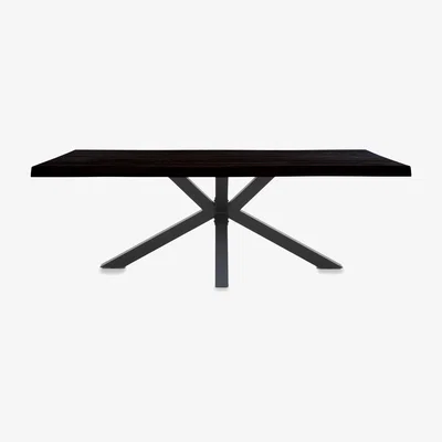 Furniture Village Bodahl - Njord Raw Edge Dining Table with Metal Star Base - 260-cm - Mocca Black