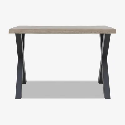 Furniture Village Bodahl - Compact Terra Raw Edge Bar Table with X-Shaped Legs - 160-cm - Vintage Grey