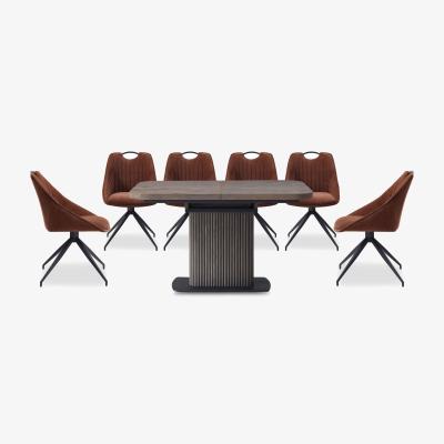 Furniture Village Jai Small Extending Dining Table with 6 Swivel Chairs