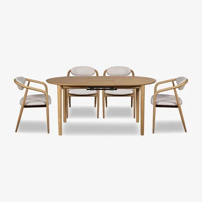 Furniture Village G Plan - Winchester Oval Extending Dining Table with 4 Dining Arm Chairs