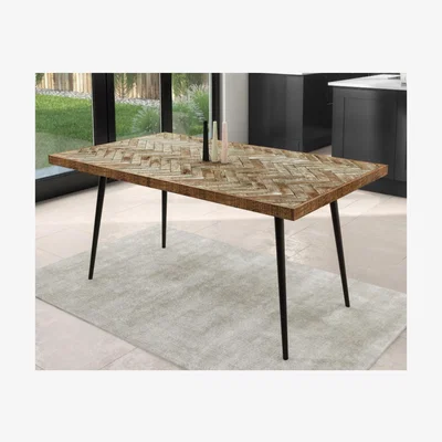 Furniture123 Herringbone Dining Table in Solid Mango Wood - Seats 6-8 - Arno