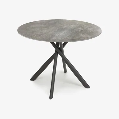 Furniture123 Round Grey Marble Effect Dining Table - Seats 4 - Avesta