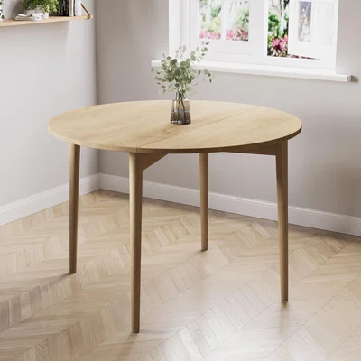 Furniture123 Round Oak Folding Drop Leaf Dining Table - Seats 4 - Rudy