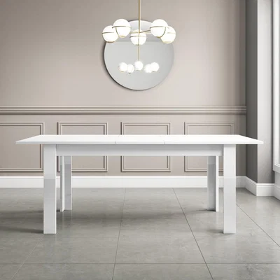 Furniture123 White Extendable Dining Table with High Gloss Finish - 6 Seater - Vivienne