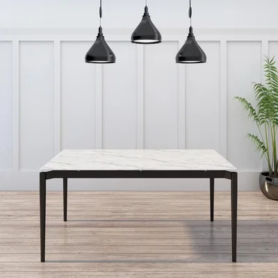 Furniture123 Extendable White Ceramic Dining Table with Marble Effect - Seats 6-8 - Camilla