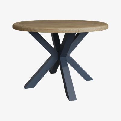 Furniture123 Oak & Blue Small Round Dining Table 120cm