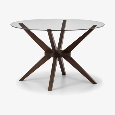 Furniture123 Chelsea Round Walnut & Glass Dining Table - Julian Bowen Range