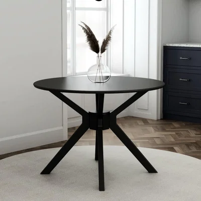 Furniture123 Round Black Dining Table - Seats 4 - Karie