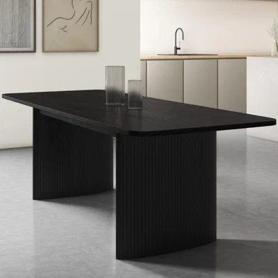 Furniture123 Black Oak Extendable Dining Table - Seats 8 - Jarel