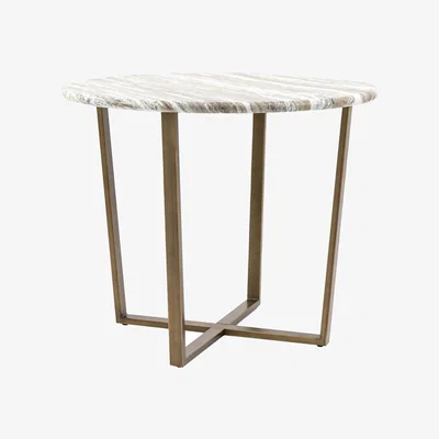 Furniture123 Marble Effect Green Round Dining Table with Brass Legs - Lusso