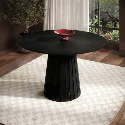 Furniture123 Round Black Pedestal Dining Table - Seats 4 - Owen
