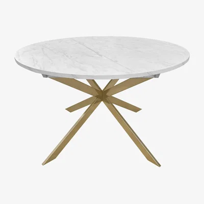Furniture123 Round to Oval Marble Effect Extendable Dining Table in White - Seats 4-6 - Reine