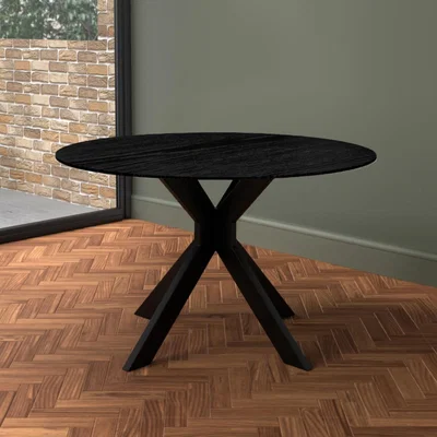 Furniture123 Carson Black Round Drop Leaf Dining Table - Seats 4