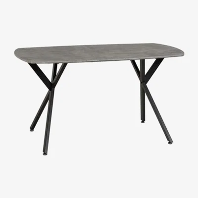 Furniture123 Seconique Athens Dining Table in Grey Concrete Effect with Black Metal Frame