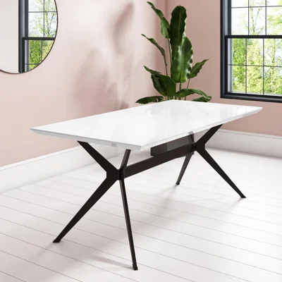 Furniture123 Large White Gloss Modern Dining Table - Seats 6 - Rochelle