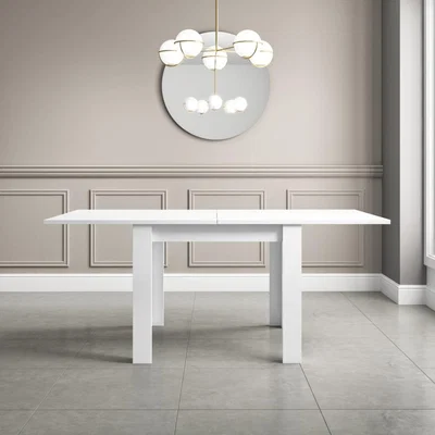 Furniture123 White High Gloss Dining Table Flip Top - Vivienne