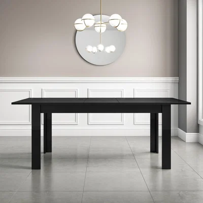 Furniture123 Black High Gloss Dining Table Extendable 6 Seater - Vivienne